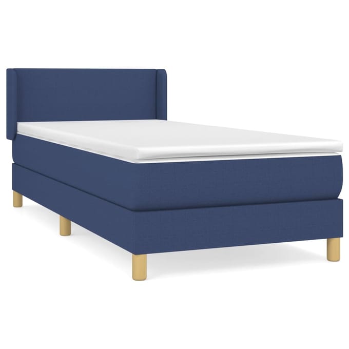 vidaXL - Boxspring - met - matras - stof - blauw - 90x200 - cm