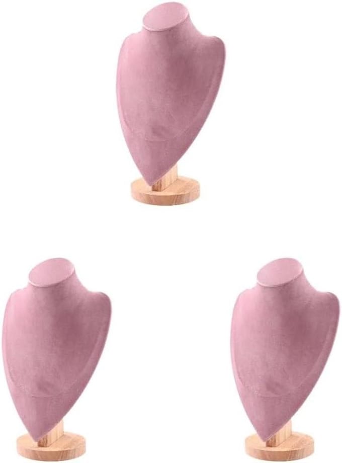 Hanger Display Stand - Sieradenhouder Bustes - Sieraden Presentatie - Fluweel Bedekt - 3 Set L - Roze