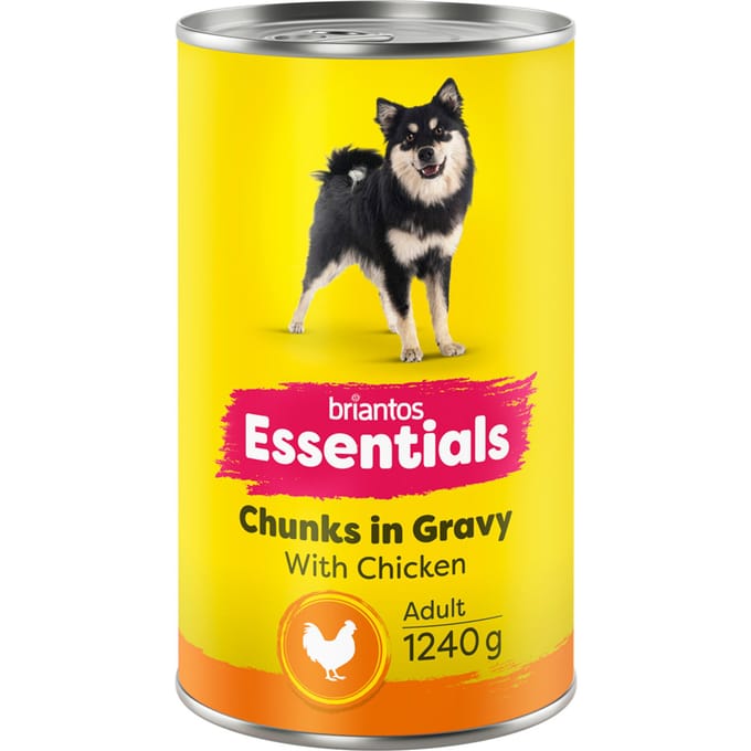 12x1240g  Briantos Essentials Chunks in Gravy Huhn Hundefutter nass