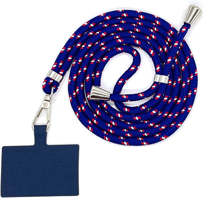 Universele verstelbare telefoonkoord - blauw / rood - 150 cm