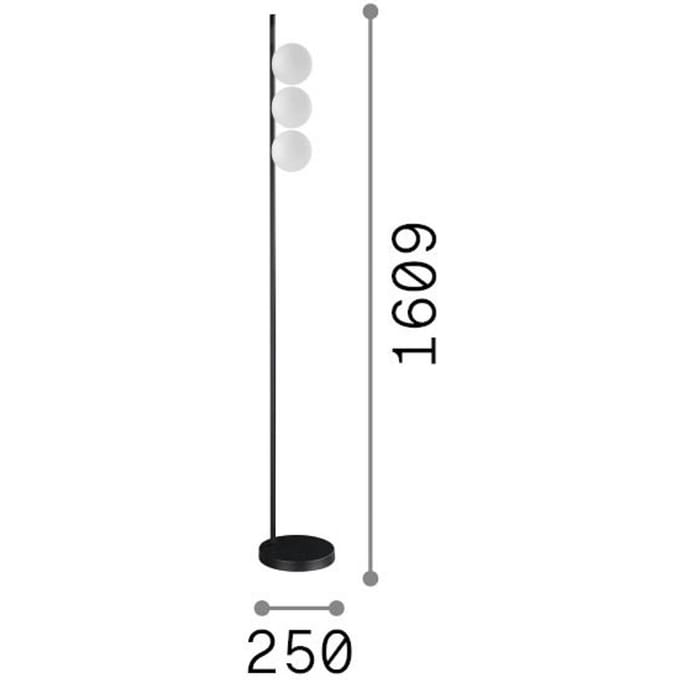 IDEAL LUX vloerlamp Binomio messing, 160 cm, metaal, 3-lamps