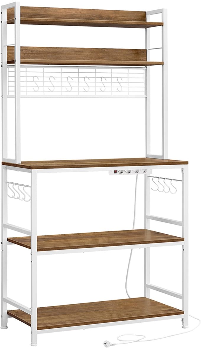 Hoppa! Keukenplank - Bruin/Wit - Hout / Staal - 40 x 80 x 170 cm (B x D x H)