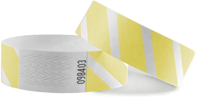 CombiCraft Gestreepte Blanco Tyvek Polsbandjes Geel - 100 stuks