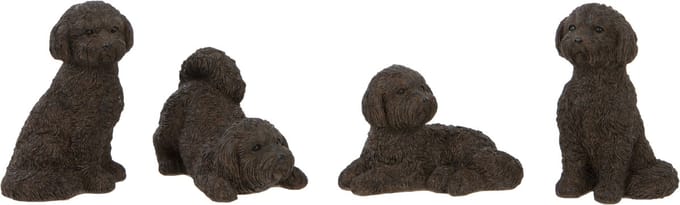 Set van 4 decoratieve figuren - hond cockapoo