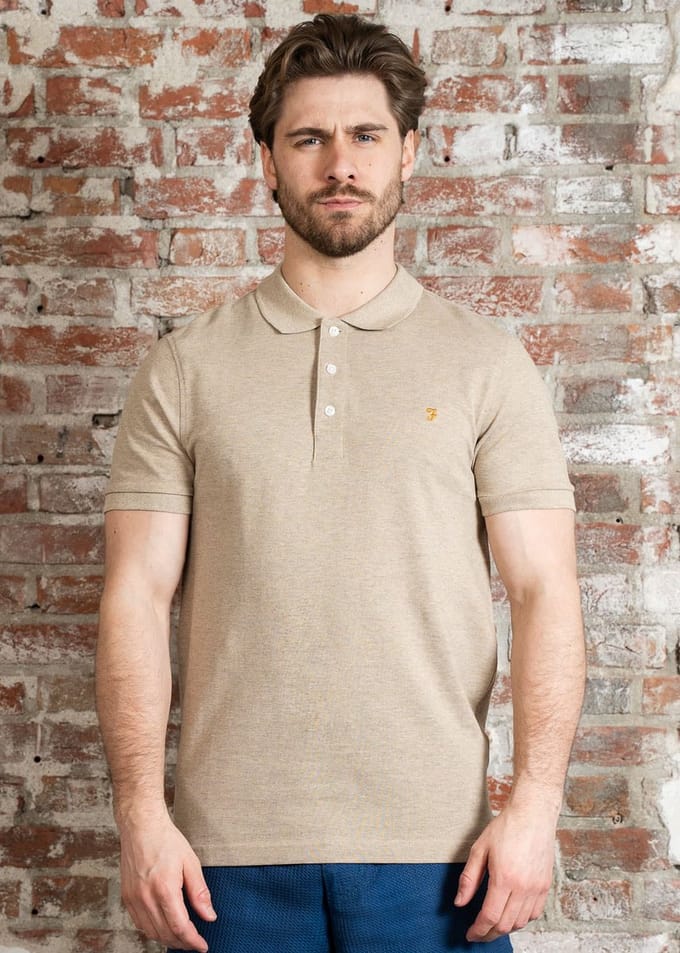 Farah Blanes ss polo - haxelnut marl