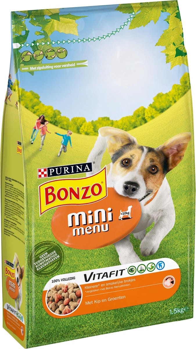 Bonzo Mini Menu Kip & Groenten - Hondenvoer - multipak 3x 1,5 kg