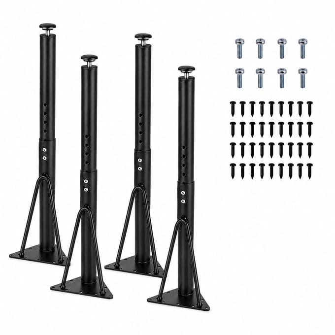 JustValue Verstelbare Tafelpoten Metaal - 45-75 cm - Set van 4 - Hoogte Verstelbaar - Zwart