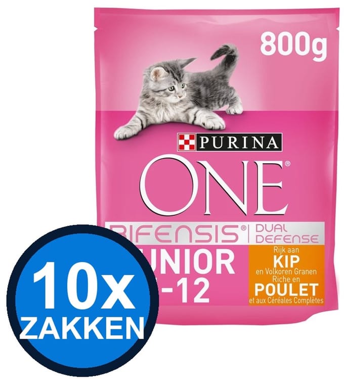 10x Purina One - Junior Kip - Kattenvoer Droogvoer - 800 g