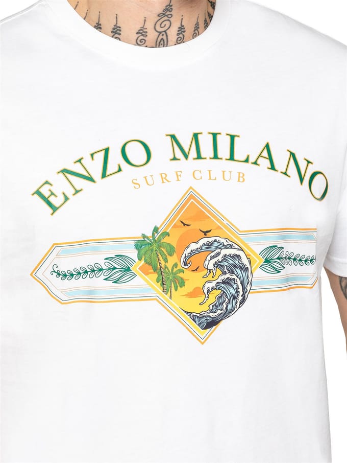 Enzo Milano | Heren Surf Club Print T-shirt