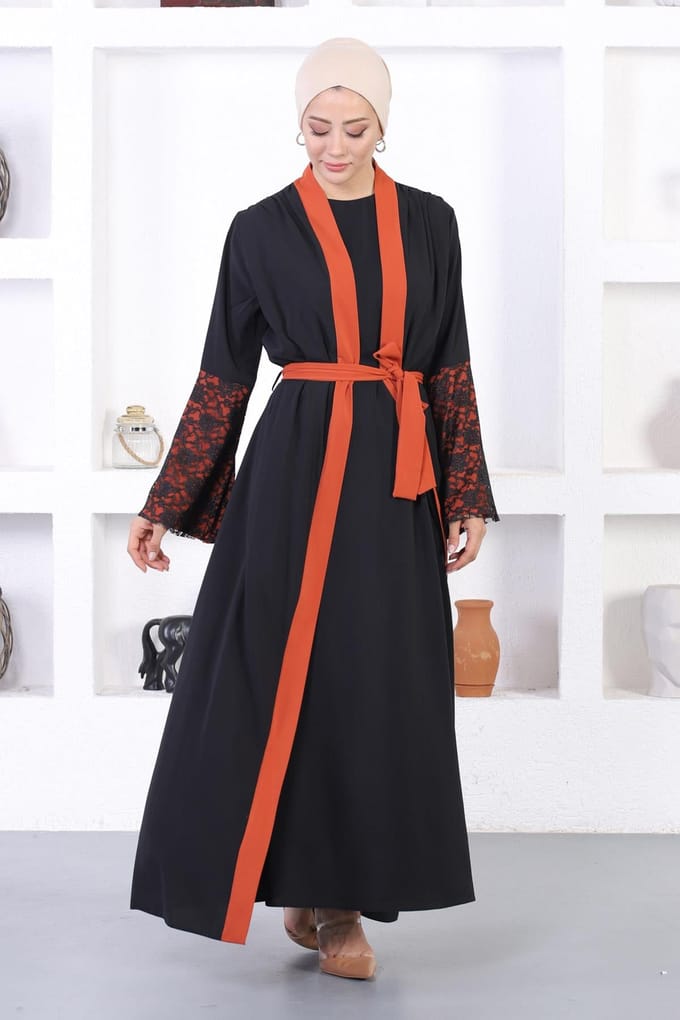 Kant Detailed Abaya Terracotta