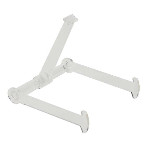 Standaard met arm voor boeken, cd's, borden etc., transparant acrylaat, formaat 10 cm.