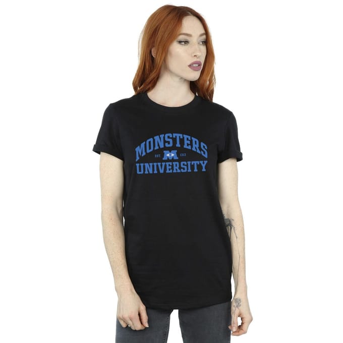 Disney Dames/Dames Monsters University Logo Boyfriend T-shirt (Zwart)
