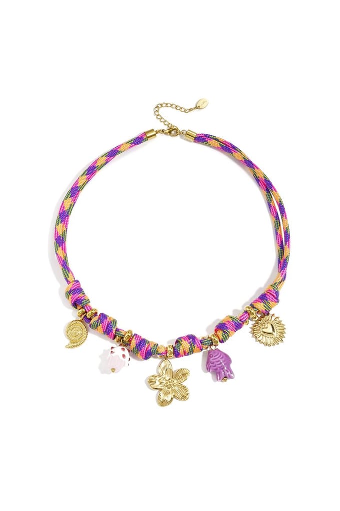 Kettingen met touwhanger. bloemen. vakantie/strand. damessieraden
