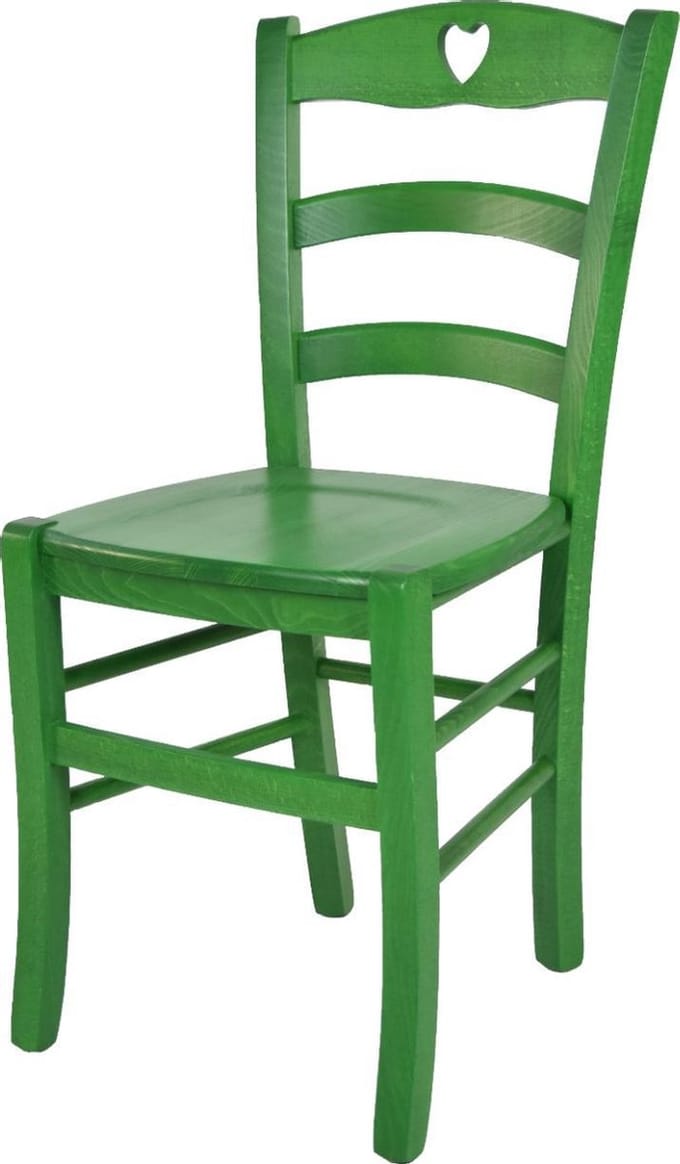 Tommychairs Cuore - Eetkamerstoel - 1 Stuk - Groen - Hout