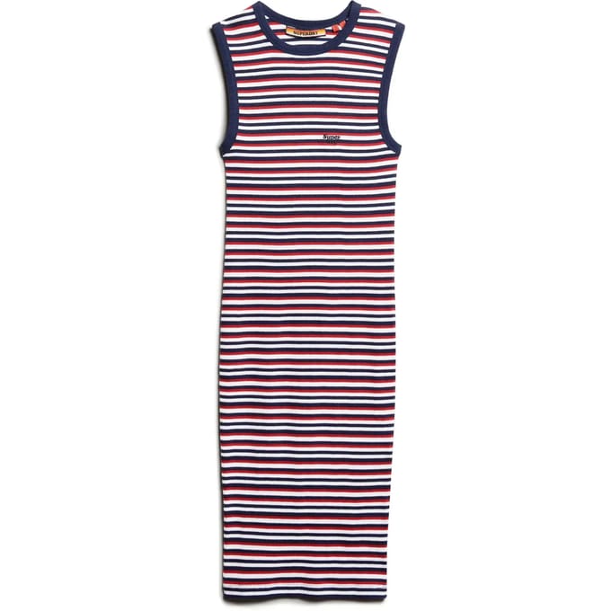 Superdry - Geribde, aansluitende midi-jurk - Dames - Jurken