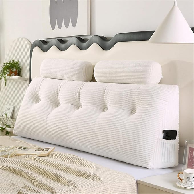 Groot Rugkussen - Leeskussen Bed - Comfortabel Lezen - Met Nekrol - 100x50x20 cm - C