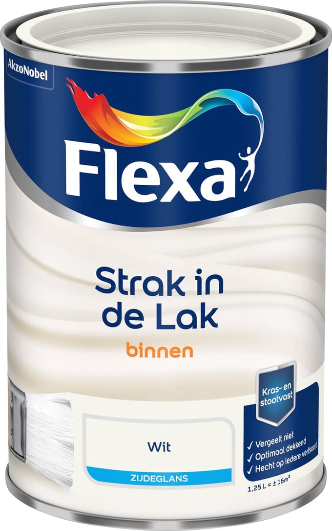 Flexa - Strak In De Lak Binnenlak Zijdeglans - Wit - 1,25 L