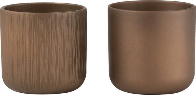 J-Line bloempot Gen - keramiek - goud/koper - extra small - 2 stuks - Ø 11.5 cm