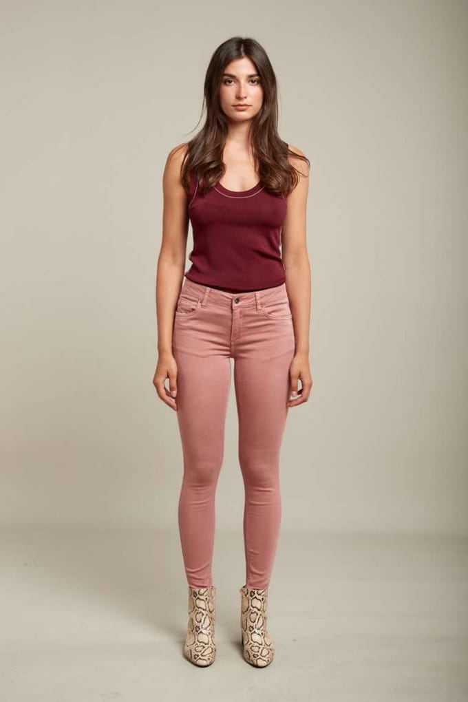 Broek Toxik3 normale taille oud roze slim fit