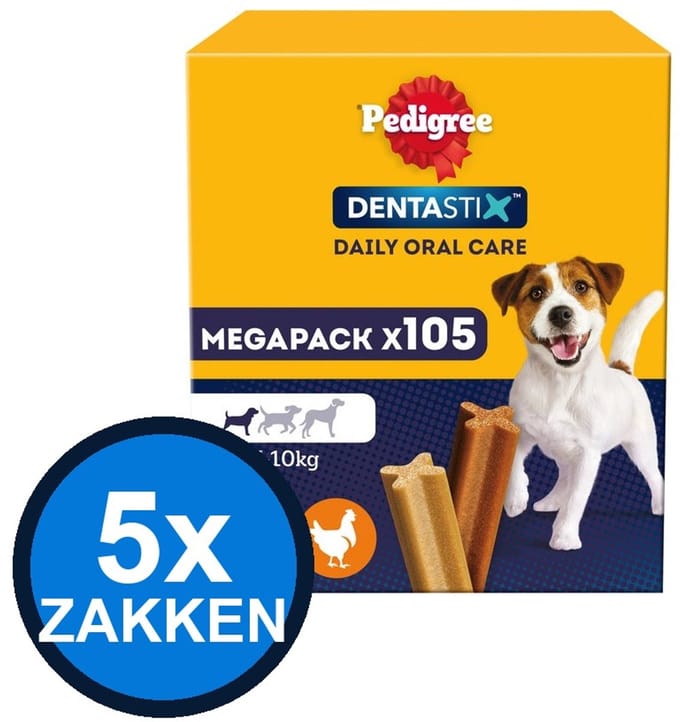 5x Pedigree - Dentastix Mini Mega Pack 105pack Multipack (15x110g) - Hondenvoer Snacks - 1.65 kg
