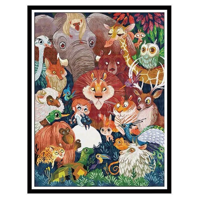 Aankomst Dierenwereld Volledige boor Diamond Painting Cross Stitch 20X30CM gray