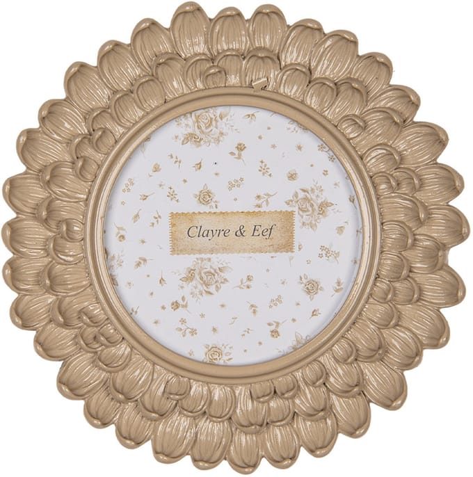Clayre & Eef Fotolijst Ø 10 cm Beige Kunststof