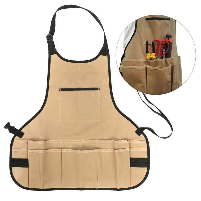 Tablier Multifonctionnel Type Technicien Porte-Outils Sac de Rangement Organisateur Pochette Trousse à Outils beige