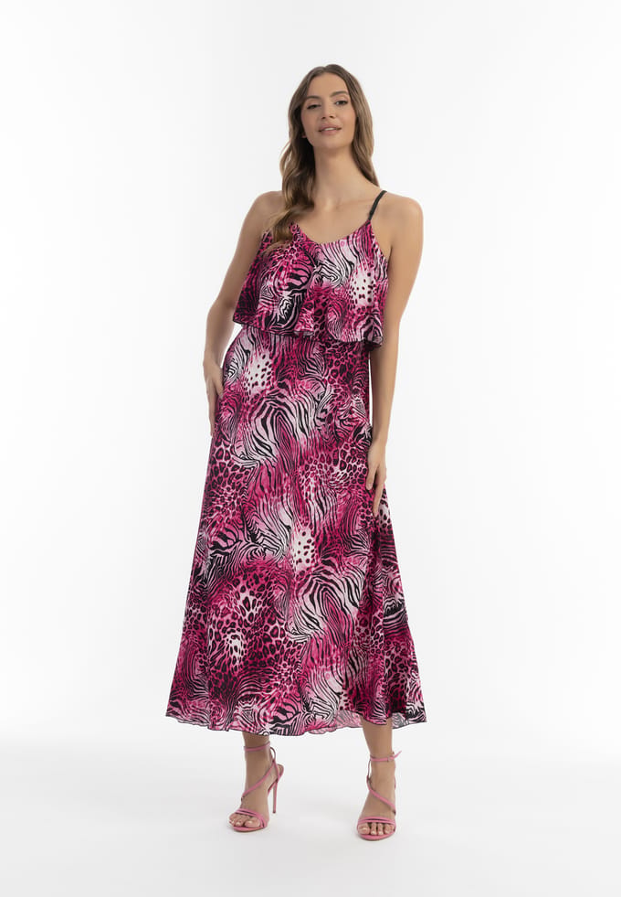 Faina Maxi-jurk met dierenprint Dames roze