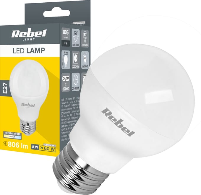 Rebel G45 Serie - LED Lamp - E27 - 8W - 4000K