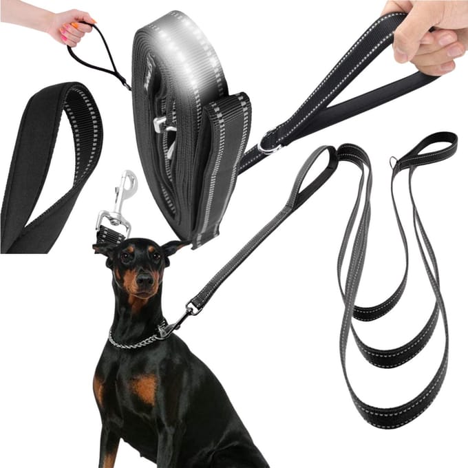 Mona - Lange Trainingslijn voor Honden - Reflecterend - Zwart - 5m