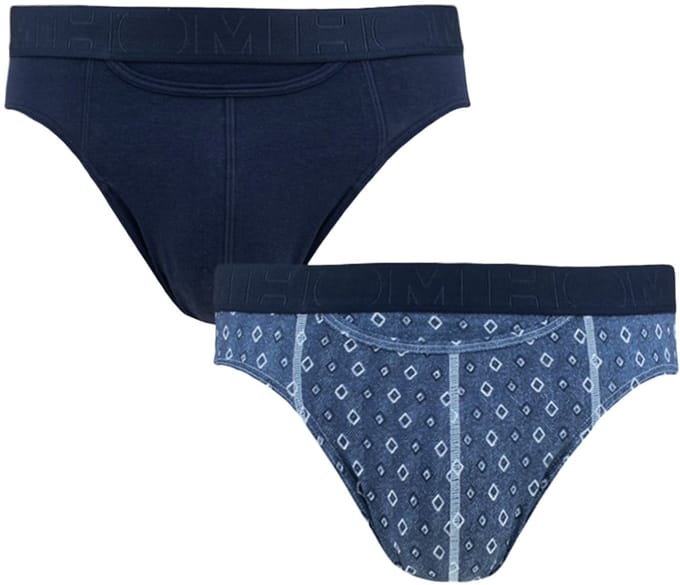 HOM - Jonas #2 Mini briefs H01 - 2p - Navy/Blue print - mannen - M