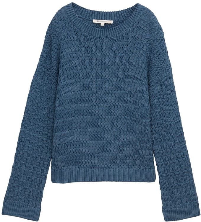 Tom Tailor Denim - Gebreide trui met relaxte pasvorm - Maat L - dusty denim blue