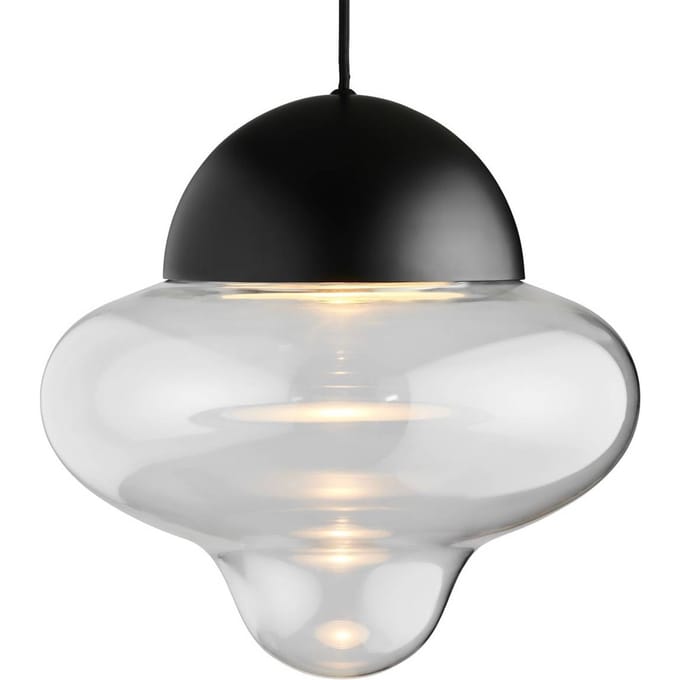 DESIGN BY US LED hanglamp Nutty XL, helder / zwart, Ø 30 cm, glas