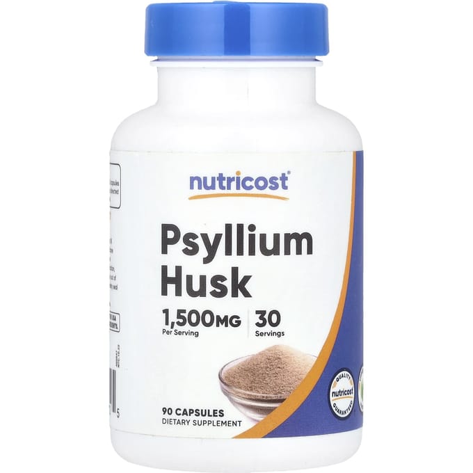 Nutricost, enveloppe de psyllium, 1 500 mg, 90 capsules, (500 mg par gélule)