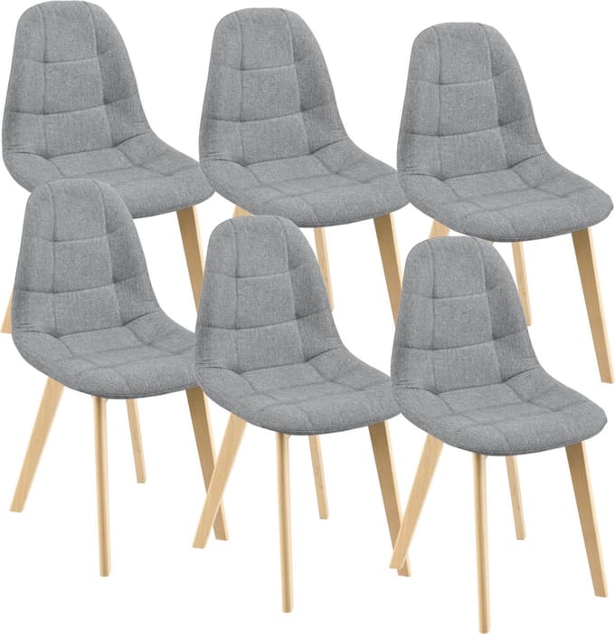 Eetkamerstoel Kopparberg 86x53x47 cm set van 6 lichtgrijs