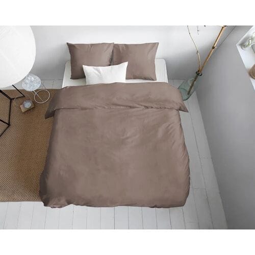 Primaviera Deluxe Uni Satijn - Dekbedovertrek - Eenpersoons - 140x200/220 + 1 kussensloop 60x70 - Taupe