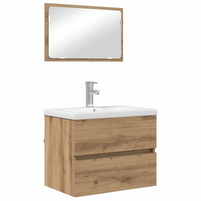 vidaXL - Badkamermeubel - Set - 3 - st - Artisan - Eiken - Bewerkt - hout