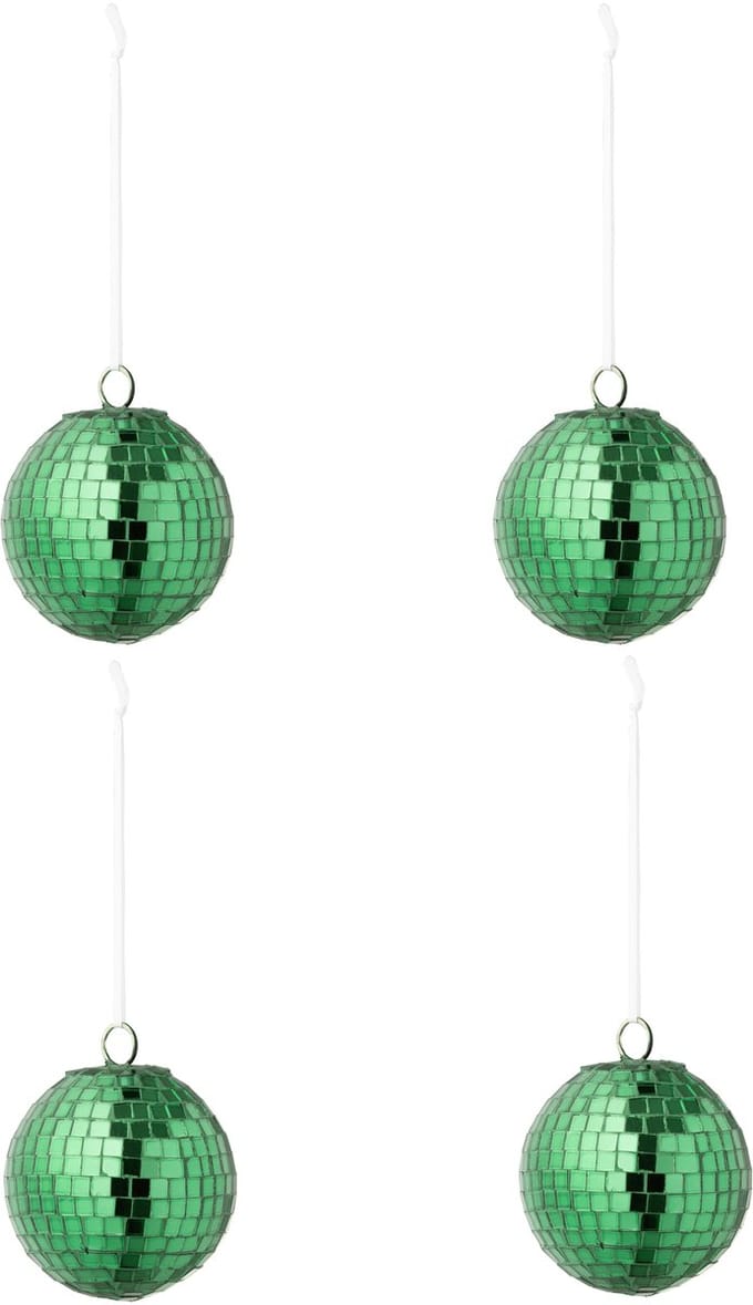 J-Line kerstbal Spiegel - glas - groen - small - doos van 4