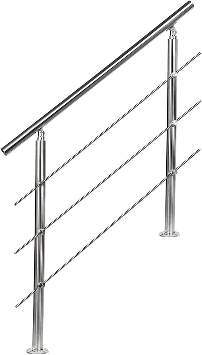 RVS Trapleuning 150 cm met 3 Dwarsbalken Binnen en Buiten