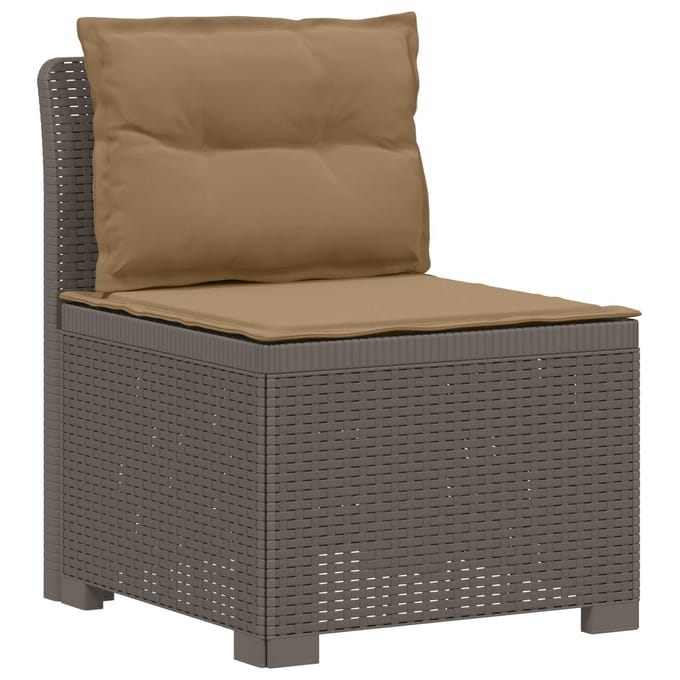 vidaXL - 4-Persoons - Tuin - Sofa - met - Kussens - Rattan - Look - PP - Lichtgrijs
