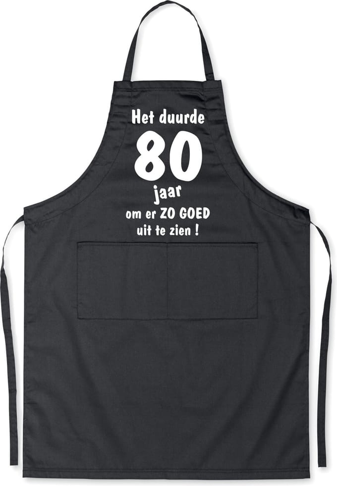 Mijncadeautje - Luxe Keukenschort - Het duurde 80 jaar - Unisex - Zwart - Leeftijd