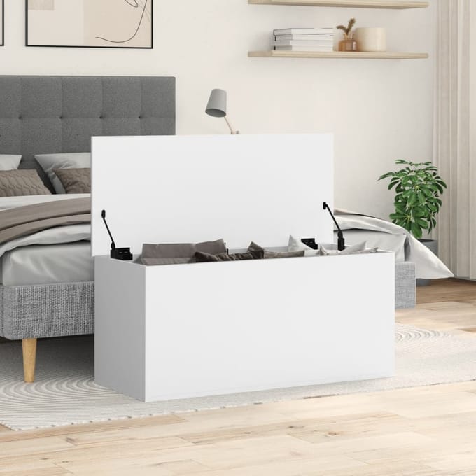 vidaXL - Opbergbox - 100x42x46 - cm - bewerkt - hout - wit