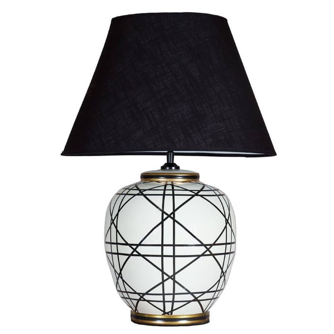 PR Home tafellamp New York, zwart, hoogte 60 cm, keramiek