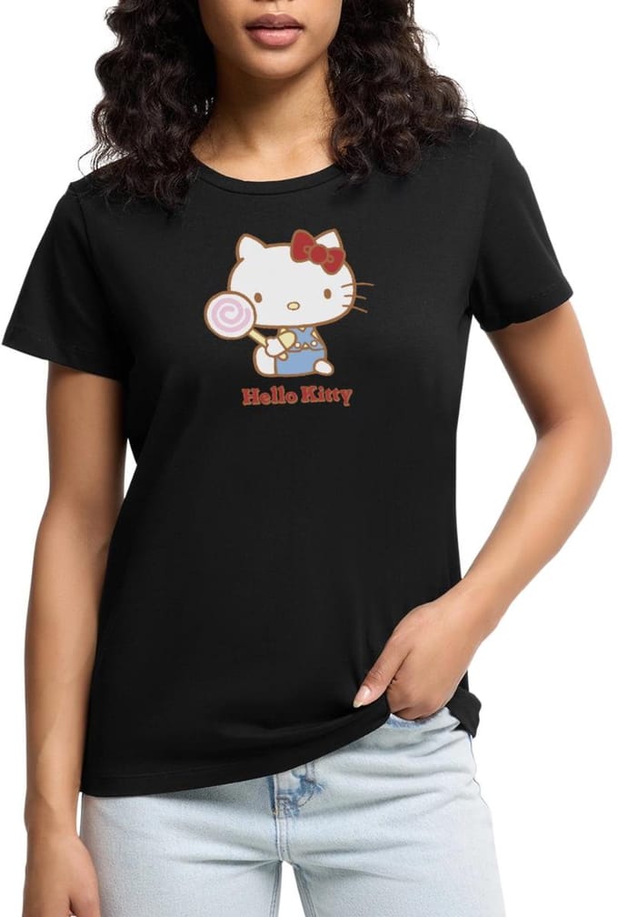 Hello Kitty Met Een Lollipop Premium T Shirt Dames