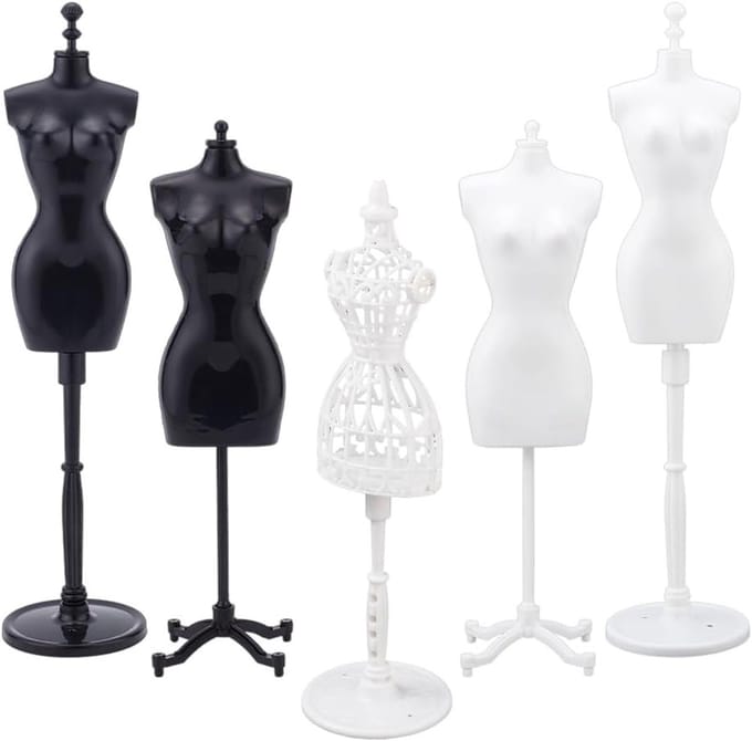 5 Sets Mini Mannequin Display Model voor DIY Mini Jurken, Plastic Display Steun en Kleding Rack voor Creatieve Accessoires