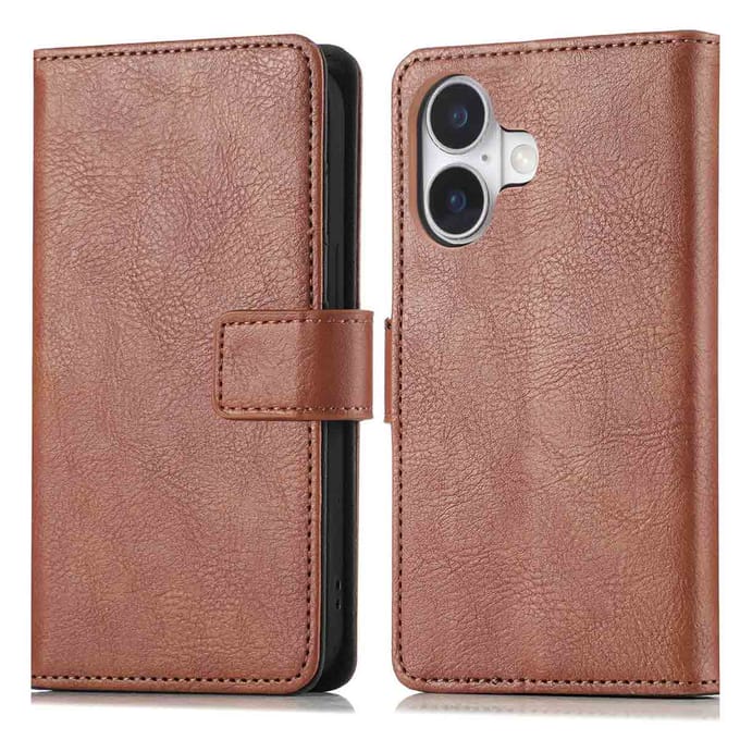 imoshion Hoesje - Geschikt voor Apple iPhone 17 - Luxe Bookcase - Bruin