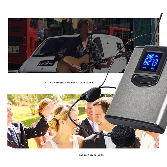 Draagbare draadloze mini-ontvanger Headset Zender Clip-on microfoon Leraar-presentatormicrofoon