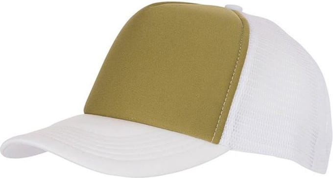 Myrtle Beach Volwassenen Unisex 5 Panel Polyester Mesh Cap (Olijfgroen/wit)
