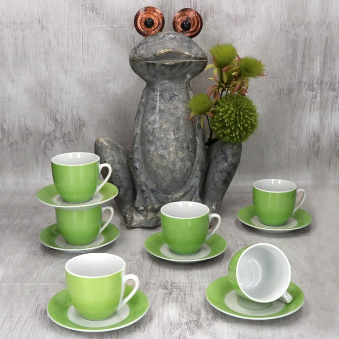 MamboCat MamboCat Set van 6 Variant koffiekoppen schotels GROEN