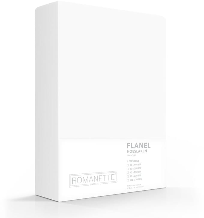 Romanette flanellen hoeslaken - Wit - 2-persoons (140x200 cm)